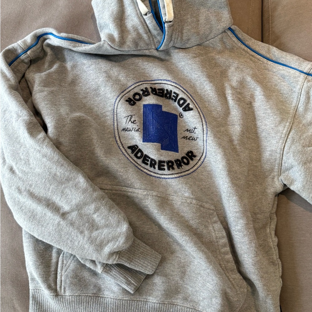 Adererror Gray Hoodie with Blue Logo